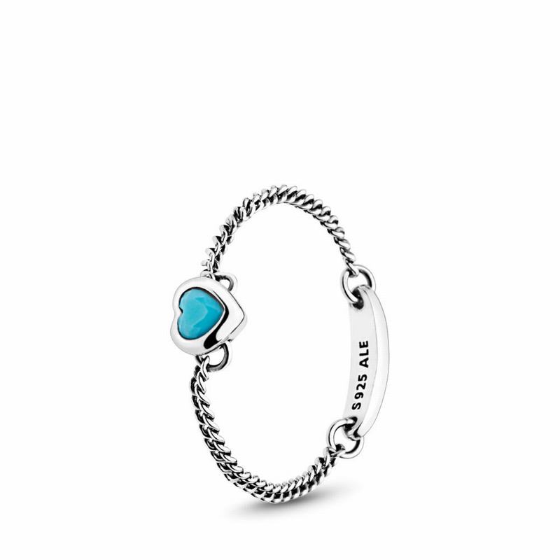 Pandora Spirited Heart Stackable Ring Ireland - Sterling Silver/Blue/Crystal - 162358SYG